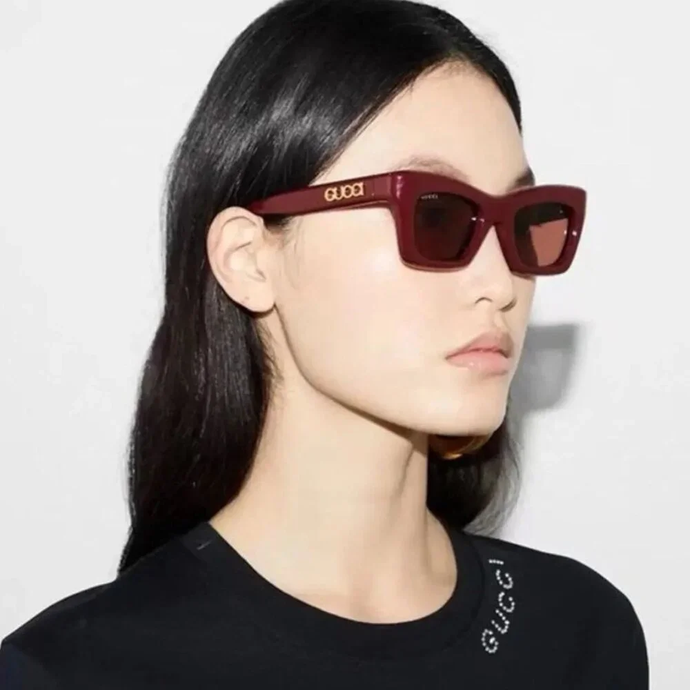 Gucci Women Sunglasses Burgundy Brown Cat Eye GG1773S 003 BRAND NEW - Picture 10 of 12